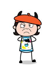 Angry Face with Horns - Cartoon Artist Vector Illustration