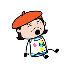 Screaming Dizzy Face - Cartoon Artist Vector Illustration