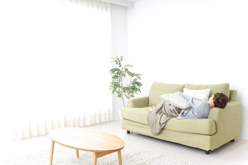 sleeping woman at home