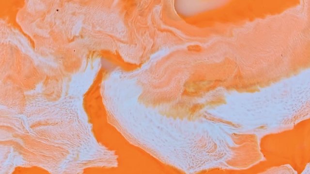 Orange and white creamsicle 1 vibrant bright paint and oil color swirls entropy