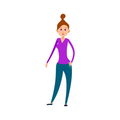 Woman with Tuft on Head in Casual Clothes Illustration