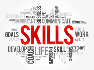 SKILLS word cloud collage, business concept background