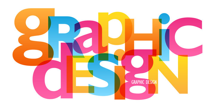 "GRAPHIC DESIGN” colourful letters icon 