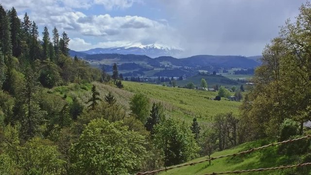 Orchard valley and mountain storm in the Hood River Valley Mt. Hood