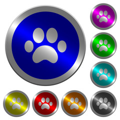 Paw prints luminous coin-like round color buttons