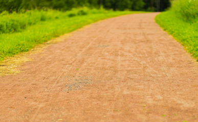 earthen road with green grass walk a warm summer day background holiday weekend