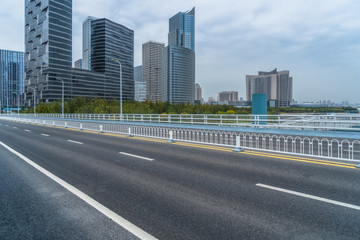 Fototapeta premium urban traffic road with cityscape in modern city of China..