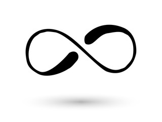 Infinity symbol hand drawn with ink brush