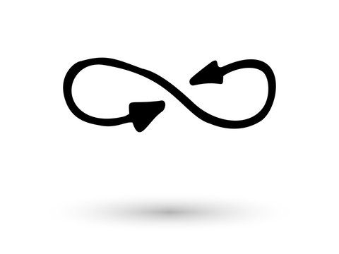 Infinity symbol arrowshand drawn with ink brush