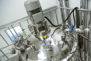 big steel pressure tank with pressure meter