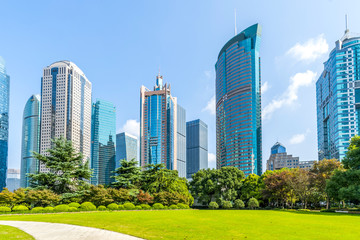 Naklejka premium Shanghai Lujiazui financial district skyscrapers