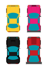 Set of four cars. Vector flat illustration