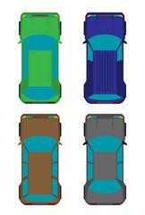 Set of four cars. Vector flat illustration