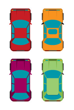Set of four cars. Vector flat illustration