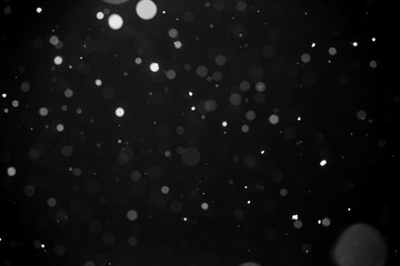 Falling snow on black background.