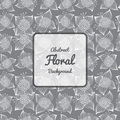 Abstract background with floral elements in white and gray colors.