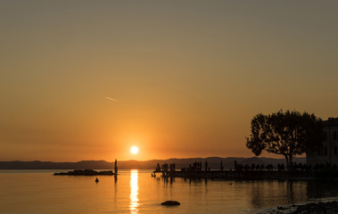 Fototapeta na wymiar Sunset on the Lake Garda