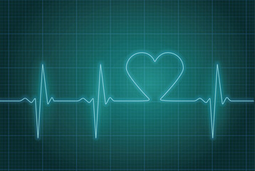 Vector illustration of heart pulse in blue.