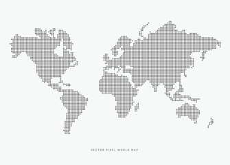Vector grey dotted world map.