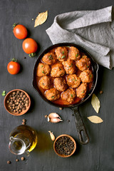 Meatballs with tomato sauce, top view