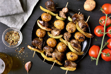 Bbq from chicken liver, potato
