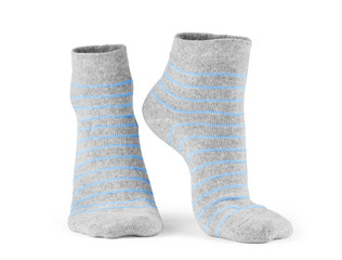 gray socks isolated on white background.