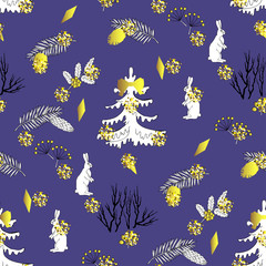  Seamless pattern with Christmas forest