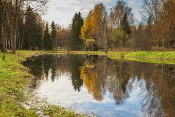 Bright autumn water landscape 