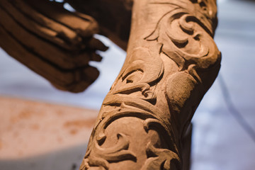 backgrounds with random patterns on wood, folk crafts, process of  woodcarver  