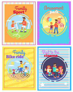 Father with Amusing with Kids Set of Four Cards