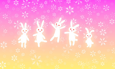 雪の中でウサギのダンス！