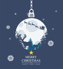 paper art Christmas postcard with Winter Forest2