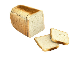 Sliced bread isolated on white background without shadow 3d