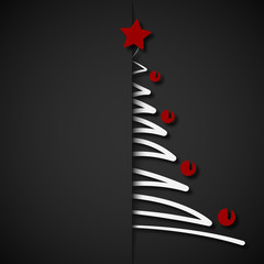 Weihnachtskarte Christbaum - Weiß Rot