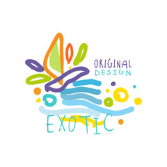 Exotic travel logo with doodle elements