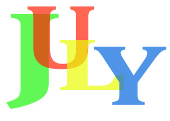 July with colorful letters