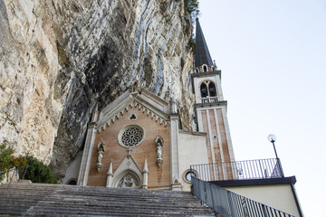The Sanctuary of the Madonna della Corona, a Marian shrine in Ferrara di Monte Baldo, province of...