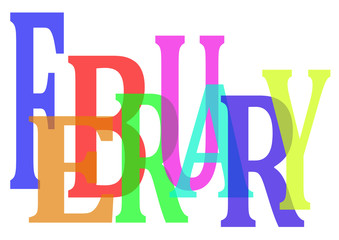 February with colorful letters