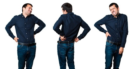Set of Handsome man with back pain