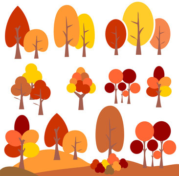 Autumn tree Clip Art. Vector graphic illustration.