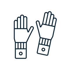 Gloves line icon on isolated white background. Paur of gloves - outline illustration for web and graphic design. Hand wear for household, dishwashing or gardening.