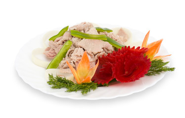 Chinese food. Boiled pork, clipping path.