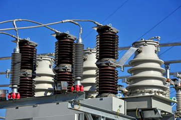  Part of high-voltage substation with switches and disconnectors