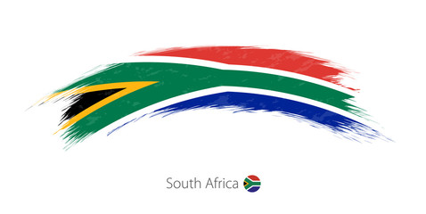 Flag of South Africa in rounded grunge brush stroke.
