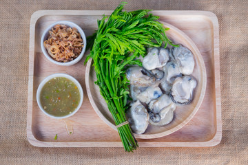 Set of fresh Oyster in Thai style food