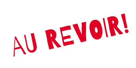 Au Revoir rubber stamp. Grunge design with dust scratches. Effects can be easily removed for a clean, crisp look. Color is easily changed.