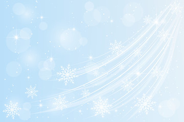 Abstract background of crystal snowflakes, bright twinkling snow, highlights and sparkles. It can be used as a template, poster, postcard, New Year, Christmas. Vector illustration.