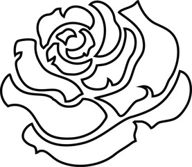Rose Flower Illustration Flat Outline