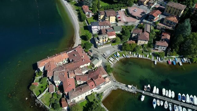 Aerial 4K - Lierna - Lago di Como (IT) - Vista del Castello nel borgo antico 