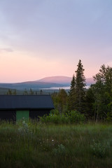 Sunset over cabin